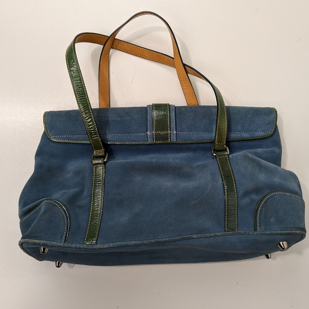 Vintage Coach Blue and Green Suede Bag - Picture 2 of 7